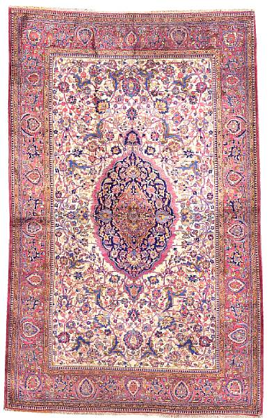 Appraisal: A Kashan silk carpet Central Persia late th century size