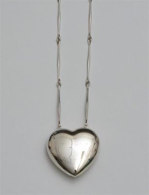 Appraisal: A Georg Jensen silver heart pendant necklace model no on