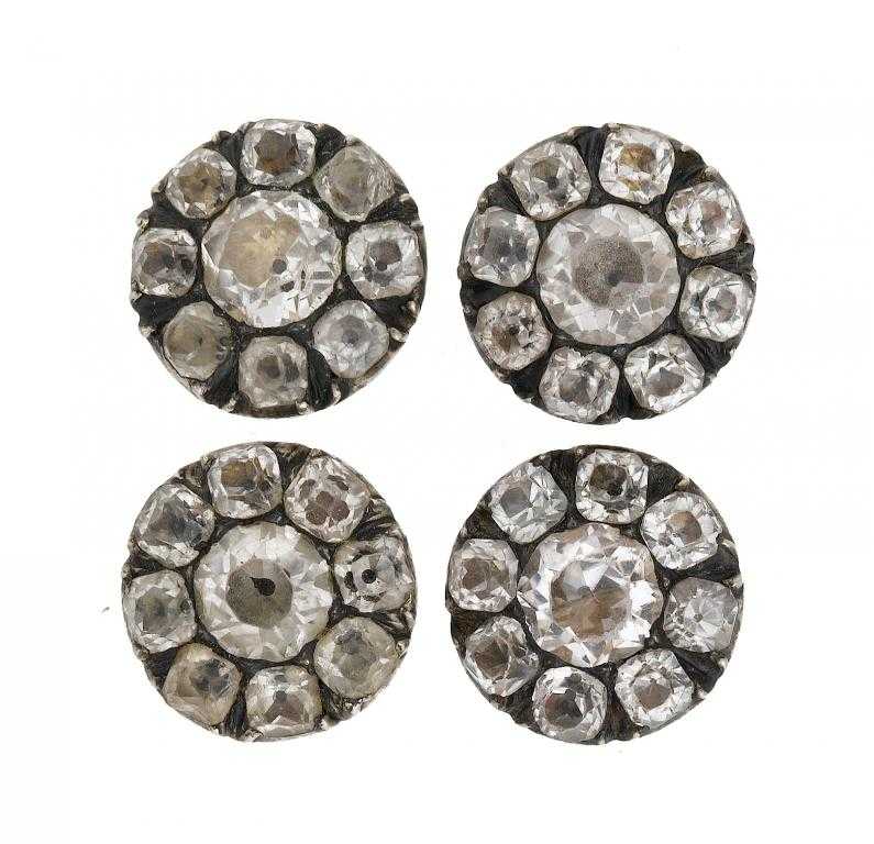 Appraisal: A SET OF FOUR PASTE SET SILVER BUTTONS cm diam