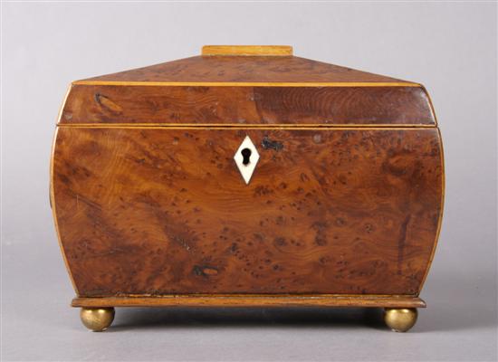 Appraisal: A George III Burlwood Tea Caddy Height x width x