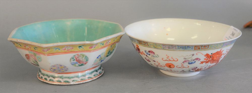 Appraisal: Two Chinese porcelain Famille Rose bowls one octagon with painted