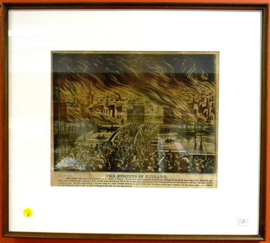 Appraisal: Kellogg Bulkley lithograph ''Chicago Fire'' matted and framed behind glass