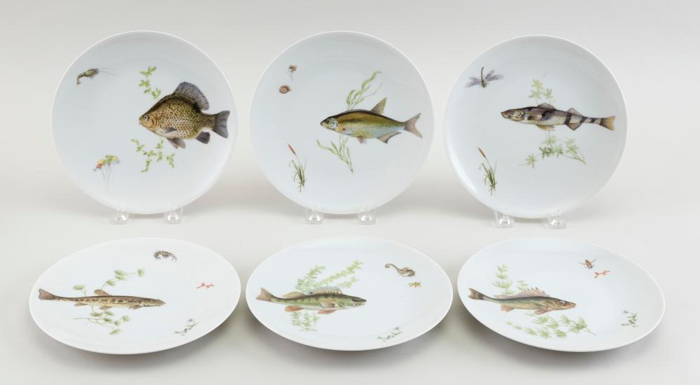 Appraisal: SET OF SIX KUBA PORCELAIN FISH PLATES TH CENTURY DIAMETERS