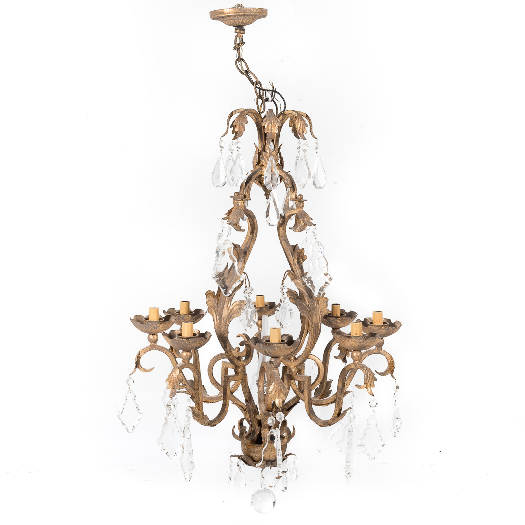 Appraisal: Louis XV style gilt tole iron chandelier th century eight