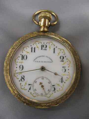 Appraisal: Waltham Pocketwatch chronometer Victorian model size open face fancy dial