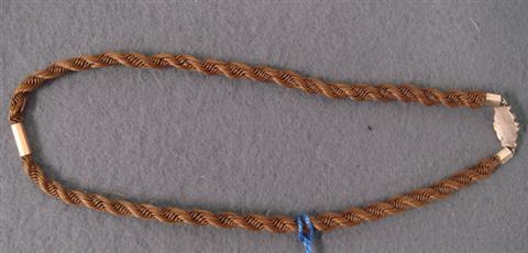 Appraisal: Victorian braided hair choker unmarked gilt clasp long Estimate -