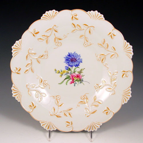 Appraisal: MEISSEN HAND PAINTED PORCELAIN DEEP DISH Embossed gilt floral design