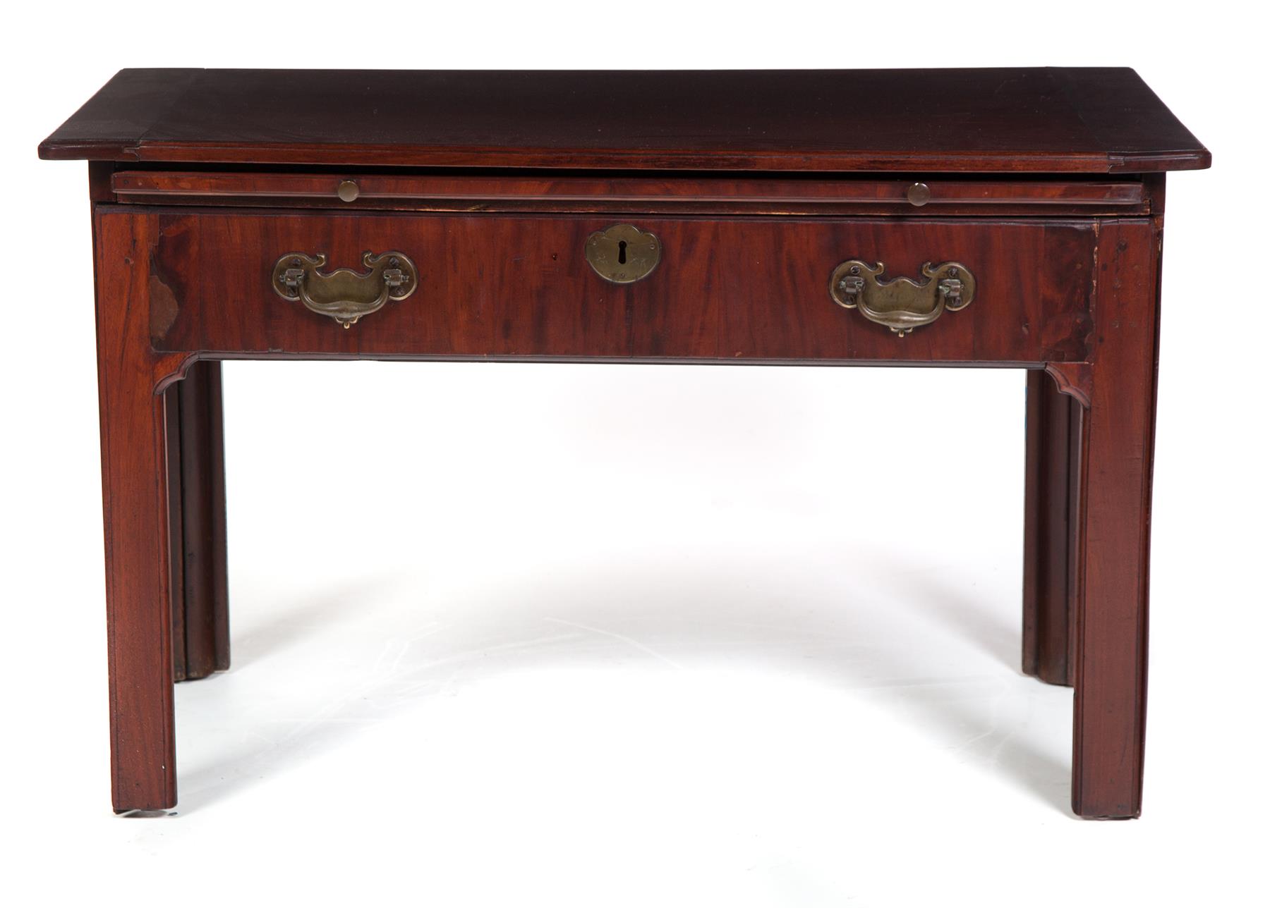 Appraisal: ENGLISH CHIPPENDALE-STYLE WORK TABLE Nineteenth century mahogany Legs with beaded