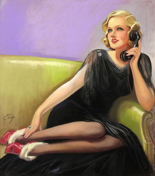 Appraisal: F Earl Christy American born Girl on the Telephone signed