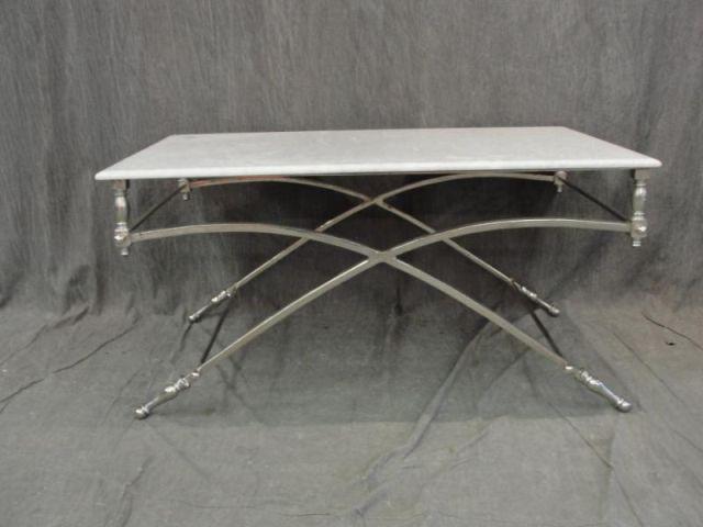 Appraisal: Steel and Stone Top Table From a Long Island location