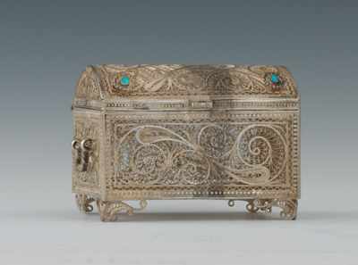 Appraisal: A Russian Silver Wire Trinket Box With Caucasus in Cyrillic