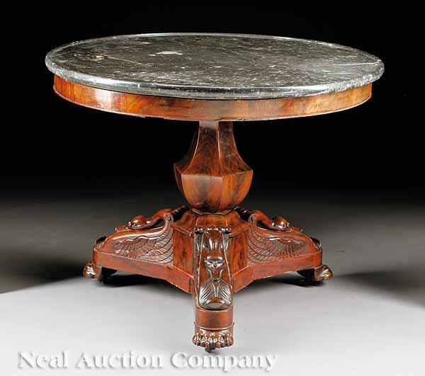 Appraisal: A Good Charles X Figured Mahogany Center Table c dished