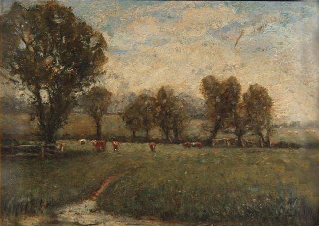 Appraisal: BARBIZON SCHOOLCattle in a pastoral landscape oil on board x