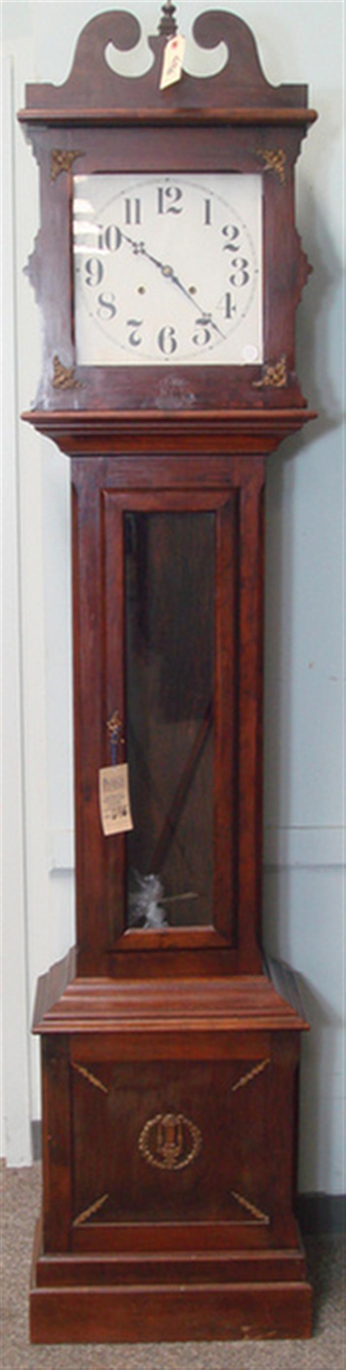 Appraisal: Mahogany finished Ithaca spring driven hall clock t s h