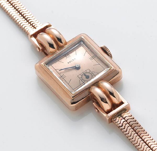 Appraisal: A k rose gold ladies wristwatch Rolex jewels adjusted to