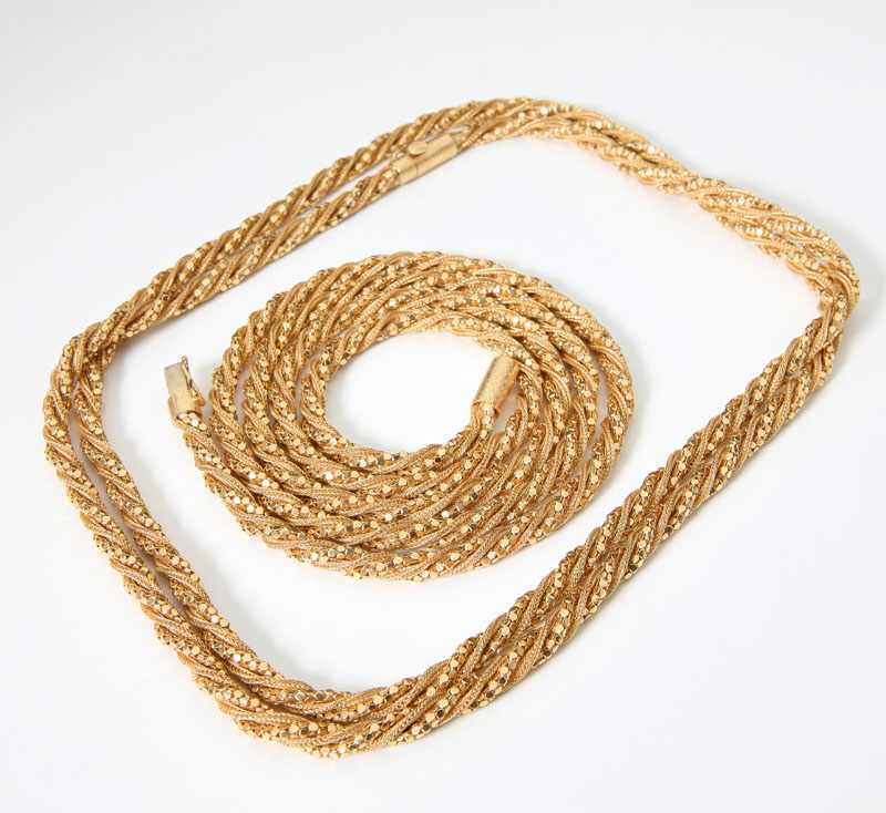 Appraisal: K yellow gold weave and chain twisted matching chains ''