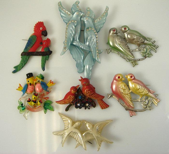 Appraisal: costume jewelry lovebird pins - long Estimate -