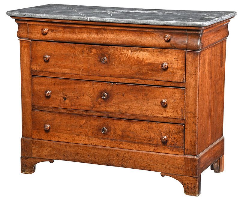 Appraisal: Classical Walnut Marble Top Commode Continental th century variegated gray