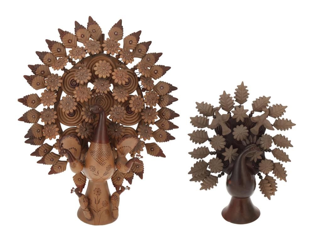 Appraisal: Two rbol de la Vida tree of life pottery sculptures