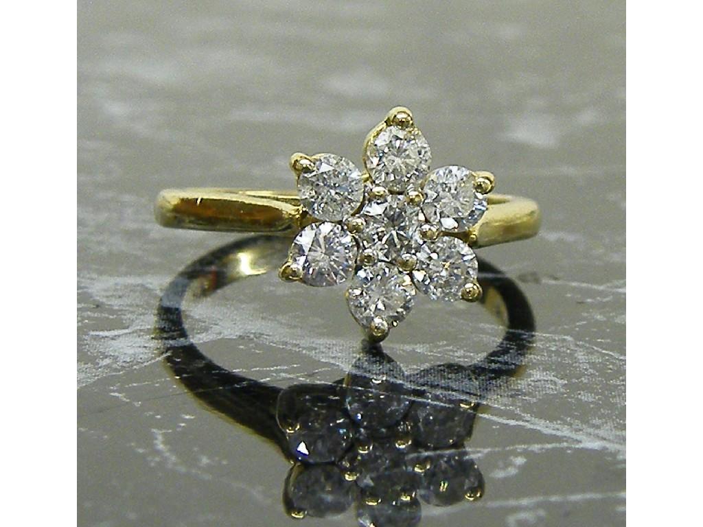 Appraisal: ct seven stone diamond floral cluster ring ct approx size