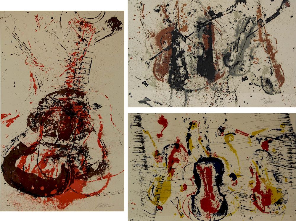 Appraisal: ARMAND ARMAN FRENCH - Grouping of Three Color Lithographs Abstract