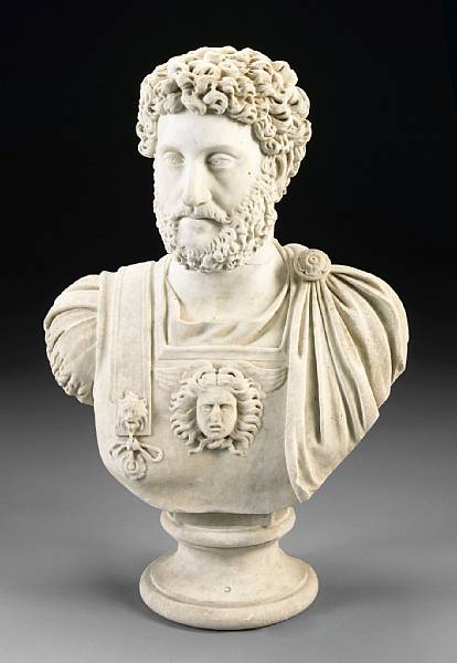 Appraisal: A carved marble bust of Antonius after the antique With