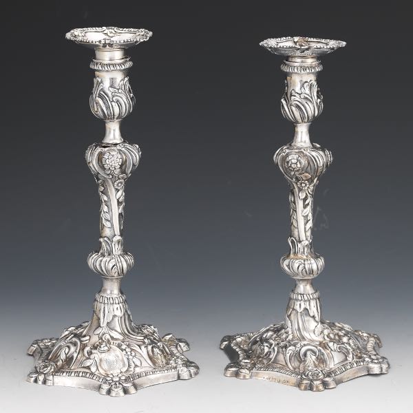 Appraisal: GEORGE III PAIR OF ENGLISH STERLING SILVER CANDLESTICKS LONDON CA