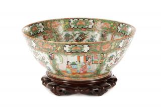 Appraisal: th C Chinese Export Rose Medallion Punch Bowl Chinese th