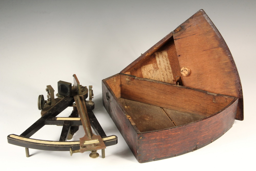 Appraisal: CASED MARINE OCTANT - A Dutch ebony brass and bone