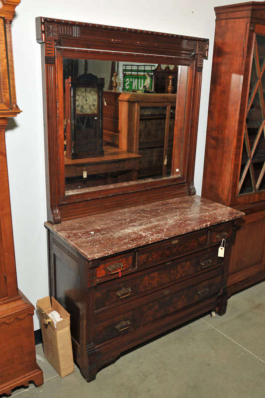 Appraisal: MARBLE TOP DRESSER WITH MIRROR Mahogany Victorian dresser having a