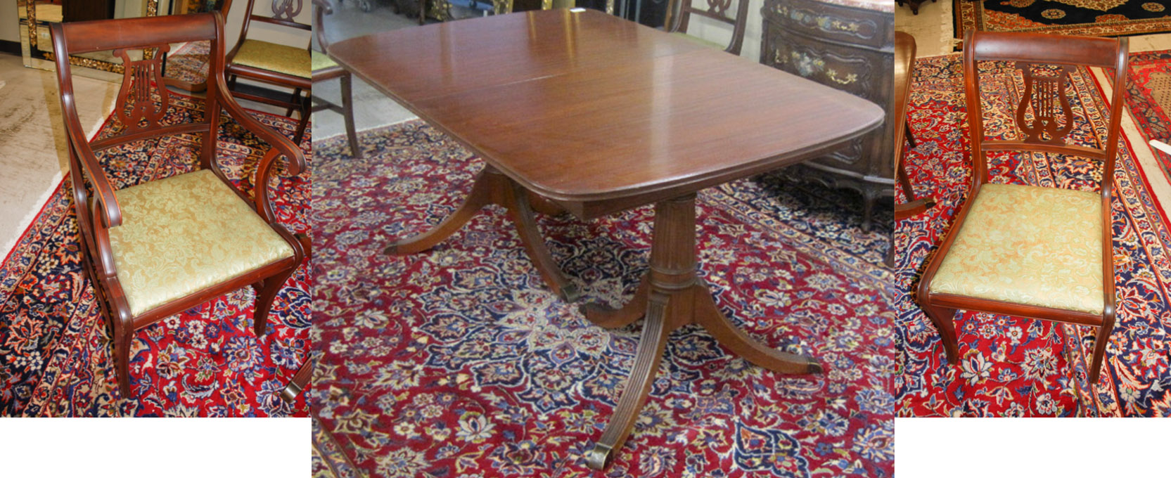 Appraisal: FEDERAL STYLE MAHOGANY DINING TABLE AND CHAIR SET Thomasville Chair