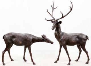 Appraisal: CONTEMPORARY BRONZE LIFE-SIZE BUCK DOE H L D Dark brown