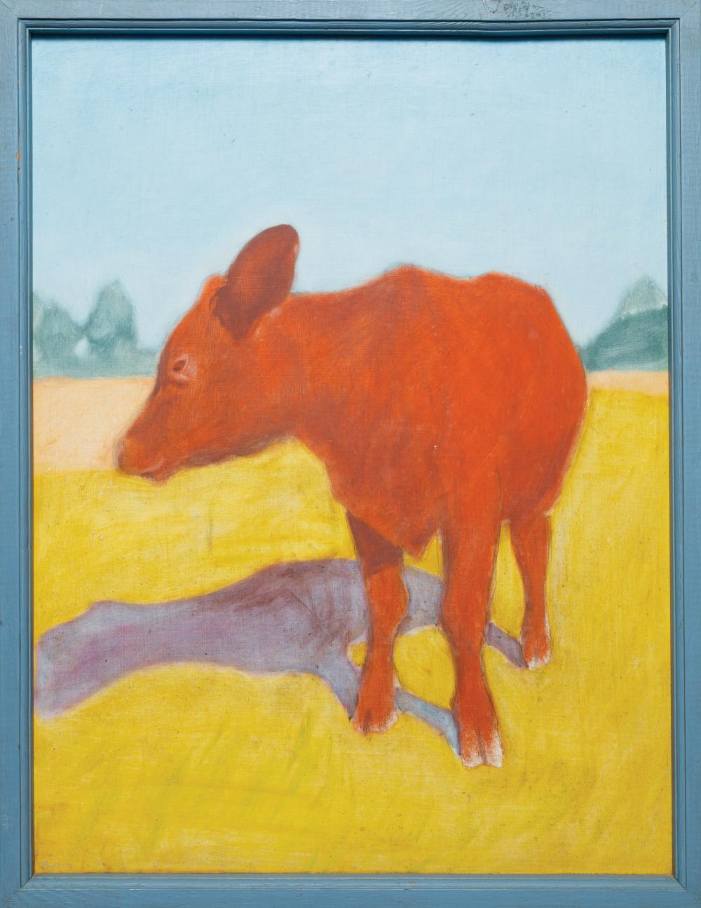 Appraisal: American School th c Cow in the Pasture oil on