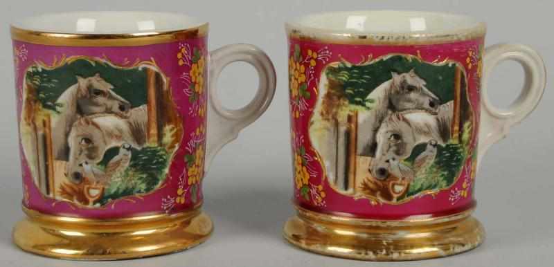 Appraisal: Lot of Horse-Related Shaving Mugs Both mugs have the same