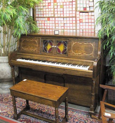 Appraisal: CABERET STUDIO PLAYER PIANO WITH BENCH AND PLAYER ROLLS by