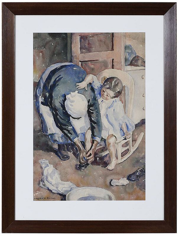 Appraisal: Virginia W Barnes Alabama - Nanny and Girl Tying Shoes