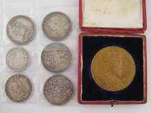 Appraisal: Coins Four Victorian silver crowns one Victorian double florin one