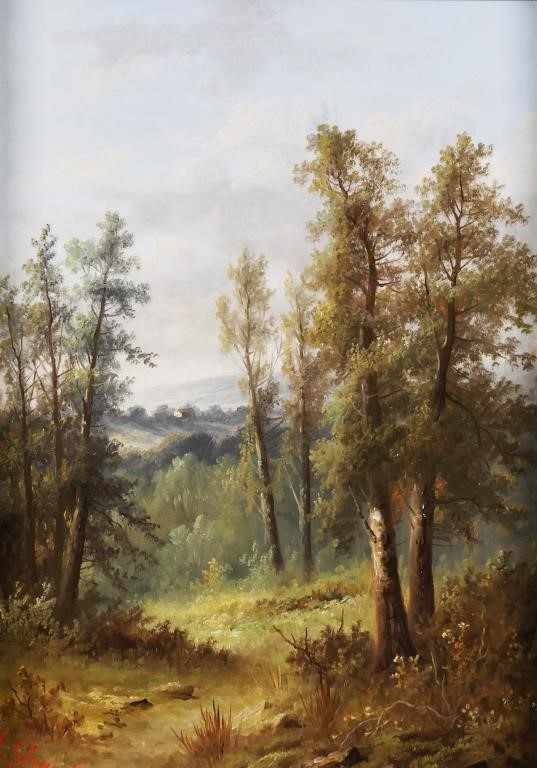 Appraisal: Ada Stone English - oil on canvas wooded landscape circa