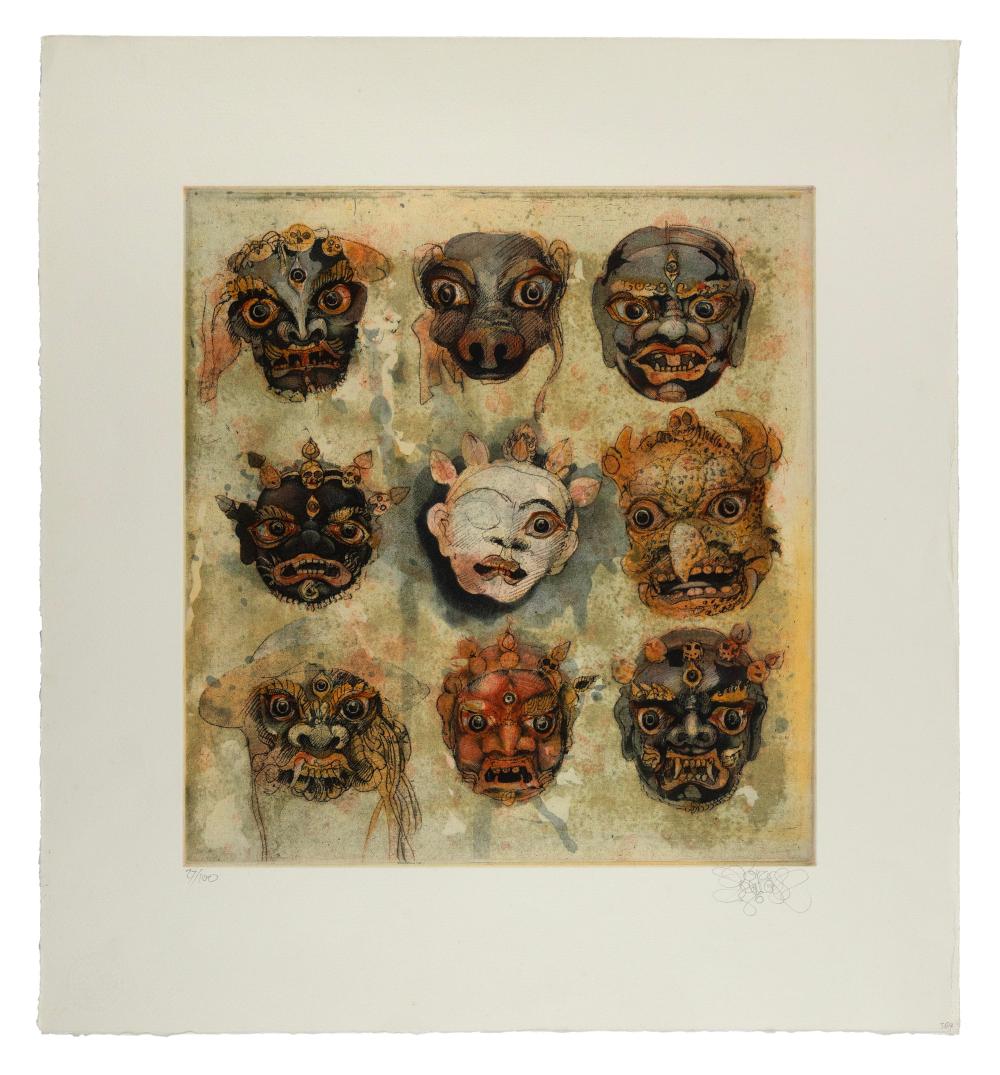 Appraisal: JORG SCHMEISSER Germany Australia - Nine Masks Signed dated and