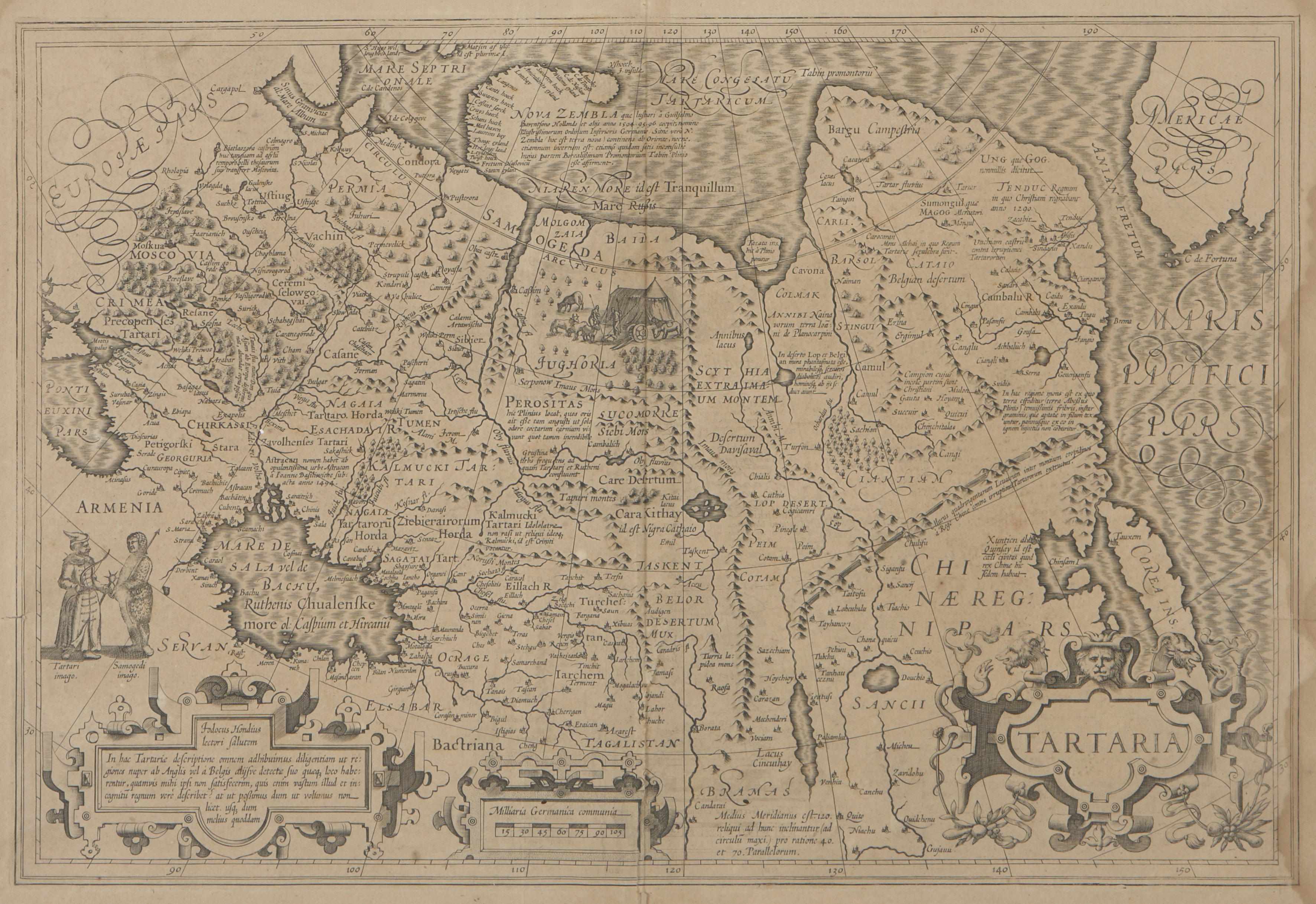 Appraisal: MAPCENTRAL ASIA Hondius Jodicus Tartaria Amsterdam or later Copper-engraved map