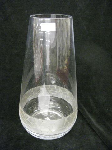 Appraisal: D'Argental French Crystal Vase frosted stonework design frosted deco era