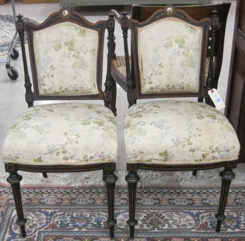 Appraisal: A SET OF SIX NAPOLEON III EBONIZED WALNUT CHAIRS Louis