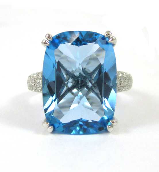 Appraisal: BLUE TOPAZ DIAMOND AND WHITE GOLD RING The k white