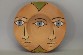 Appraisal: Jean Cocteau - Les Troix Yeux Ceramic Dish With original