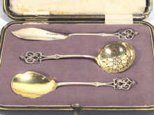 Appraisal: An Edwardian boxed silver presentation set comprising jam spoon sifter