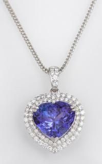 Appraisal: Platinum Heart Pendant with a carat heart-shaped tanzanite within a