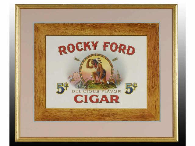 Appraisal: Rocky Ford Cigar Paper Sign Description Circa s Matted and