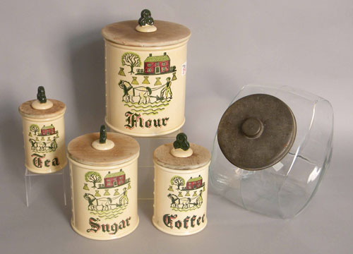 Appraisal: Four piece poppytrail canister set by Metlox together with a