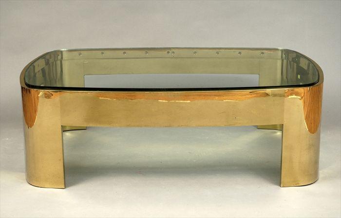 Appraisal: Karl Springer Brass and Glass Coffee Table x x in