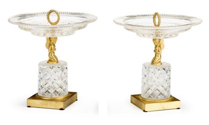 Appraisal: Pair of Charles X gilt bronze and cut glass tazzae